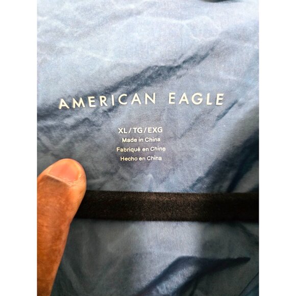 American Eagle Men's Blue Lightweight Hooded Windbreaker Jacket XL - Picture 4 of 8